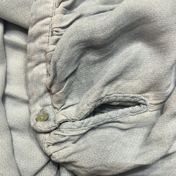 Free People Womens Catch Me If You Can Peasant Blouse Light Blue Sz M - Picture 8 of 12